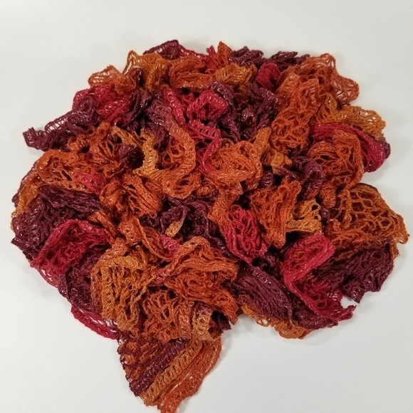 Handmade Ruffle Scarf Orange Red Tones Ombre NEW - Picture 3 of 4